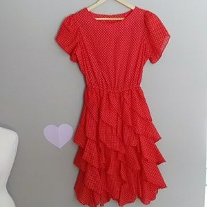 Vintage 80's Polka Dot Ruffle Dress